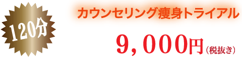 カウンセリング痩身トライアル 120分 9,000円（税抜き）